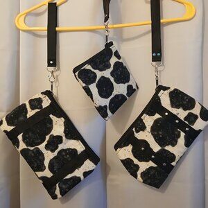 New Zippy Cow print Make-Up Canvas Cosmetics Wallet Travel Bag Hanging Wristlet